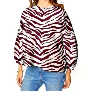 Rebecca Minkoff Greene Rosie Sweatshirt Burgundy animal print Small Sustainable
